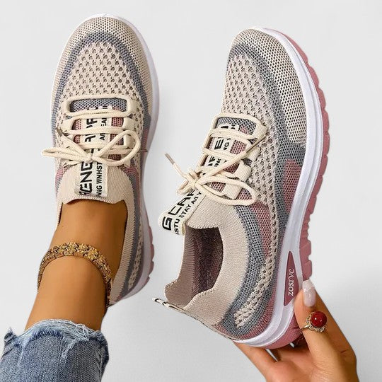 Koda | Women's Mesh Chunky Sole Lace-Up Trainers Colour Block