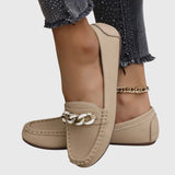 Luna | Women's Gold Chain Loafers Round Toe Slip-On Flats