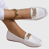 Luna | Women's Gold Chain Loafers Round Toe Slip-On Flats