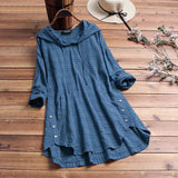 Harriet | Women's Hooded Tunic Top Long Sleeve Button Hem Shirt