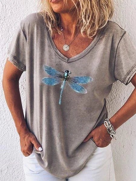 Fern | Women's Graphic V-Neck T-Shirt Short Sleeve Relaxed Casual Tee