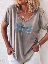Fern | Women's Graphic V-Neck T-Shirt Short Sleeve Relaxed Casual Tee