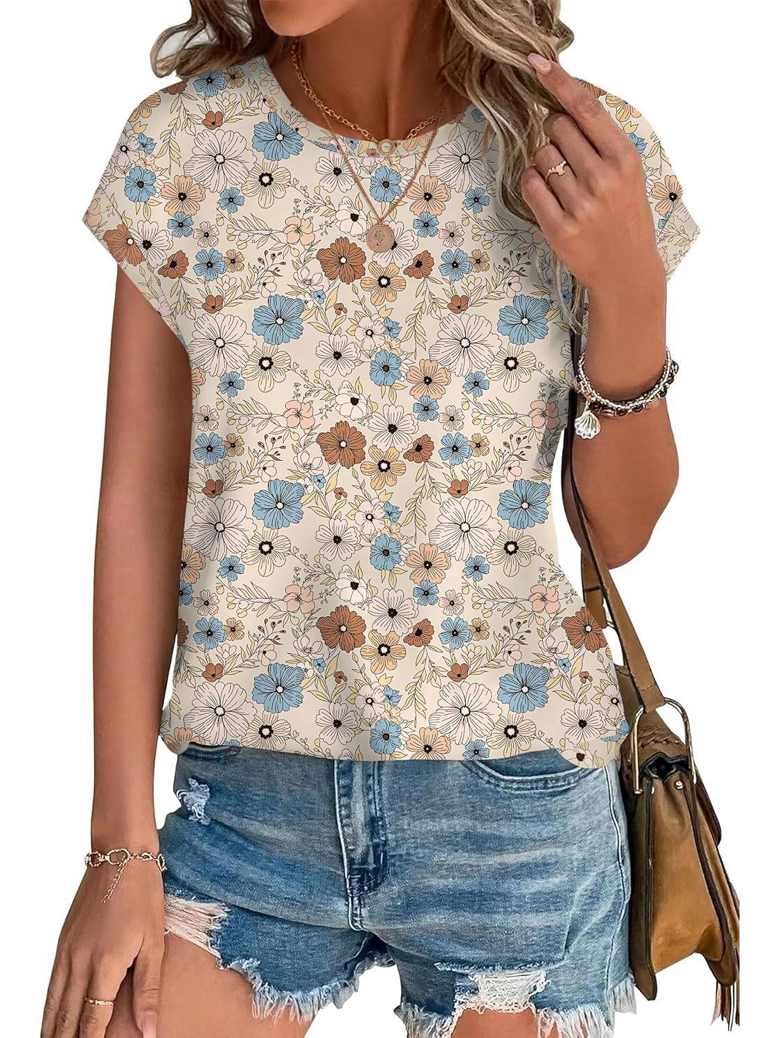 Zara | Women's Printed Short Sleeve Blouse Floral Casual Top