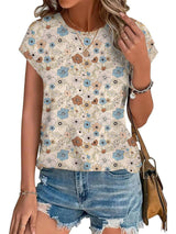Zara | Women's Printed Short Sleeve Blouse Floral Casual Top
