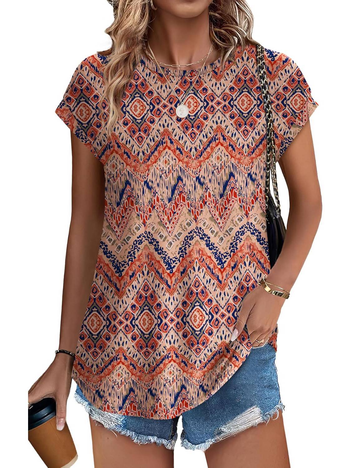 Zara | Women's Printed Short Sleeve Blouse Floral Casual Top