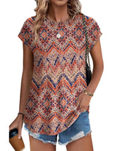 Zara | Women's Printed Short Sleeve Blouse Floral Casual Top