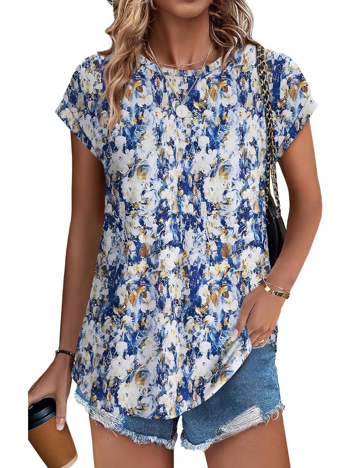 Zara | Women's Printed Short Sleeve Blouse Floral Casual Top