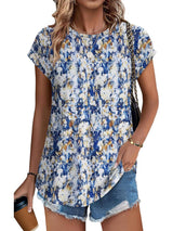 Zara | Women's Printed Short Sleeve Blouse Floral Casual Top