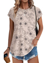 Zara | Women's Printed Short Sleeve Blouse Floral Casual Top