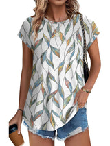 Zara | Women's Printed Short Sleeve Blouse Floral Casual Top