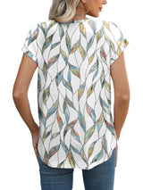 Zara | Women's Printed Short Sleeve Blouse Floral Casual Top