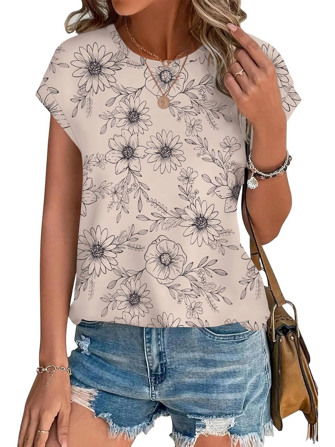 Zara | Women's Printed Short Sleeve Blouse Floral Casual Top