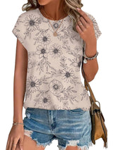 Zara | Women's Printed Short Sleeve Blouse Floral Casual Top