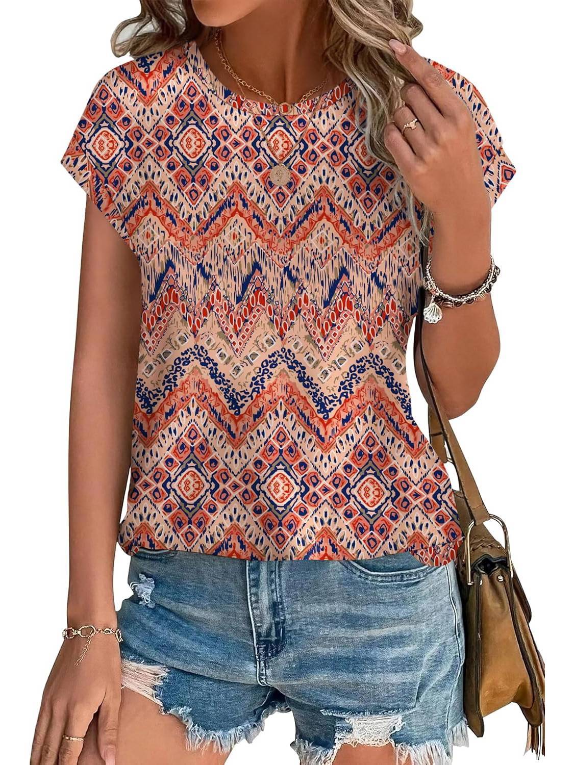 Zara | Women's Printed Short Sleeve Blouse Floral Casual Top