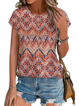 Zara | Women's Printed Short Sleeve Blouse Floral Casual Top