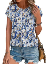 Zara | Women's Printed Short Sleeve Blouse Floral Casual Top