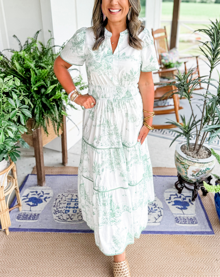 Paula | Button-Front Tiered Midi Dress