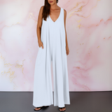 Aria | Women's Wide Leg Sleeveless Jumpsuit V-Neck