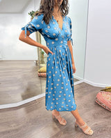 Amelia™ | Polka Dots V-Neck Dress