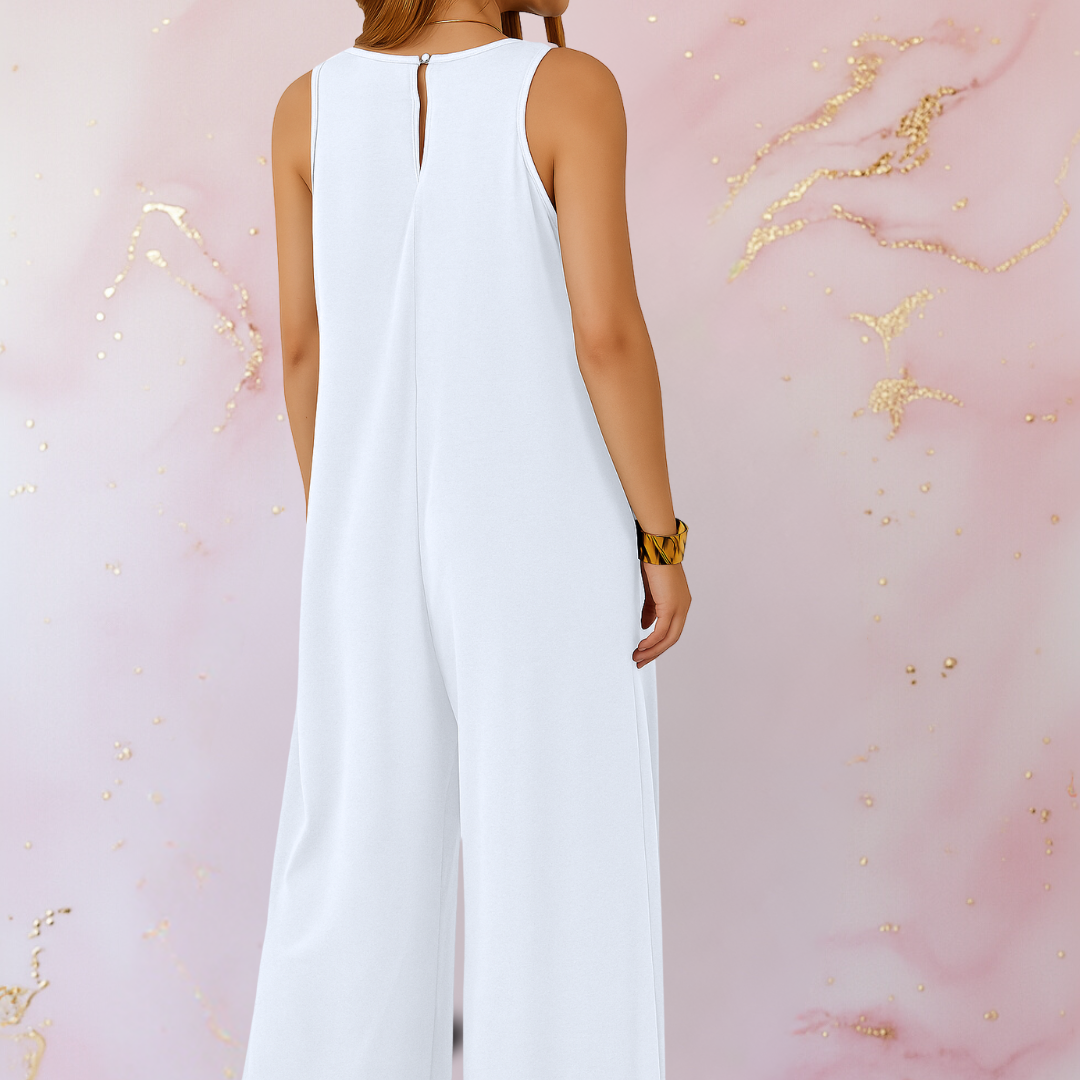 Aria | Women's Wide Leg Sleeveless Jumpsuit V-Neck