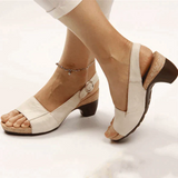 Vera | Women's Peep Toe Slingback Block Heel Sandals Buckle