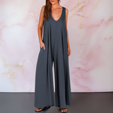 Aria | Women's Wide Leg Sleeveless Jumpsuit V-Neck