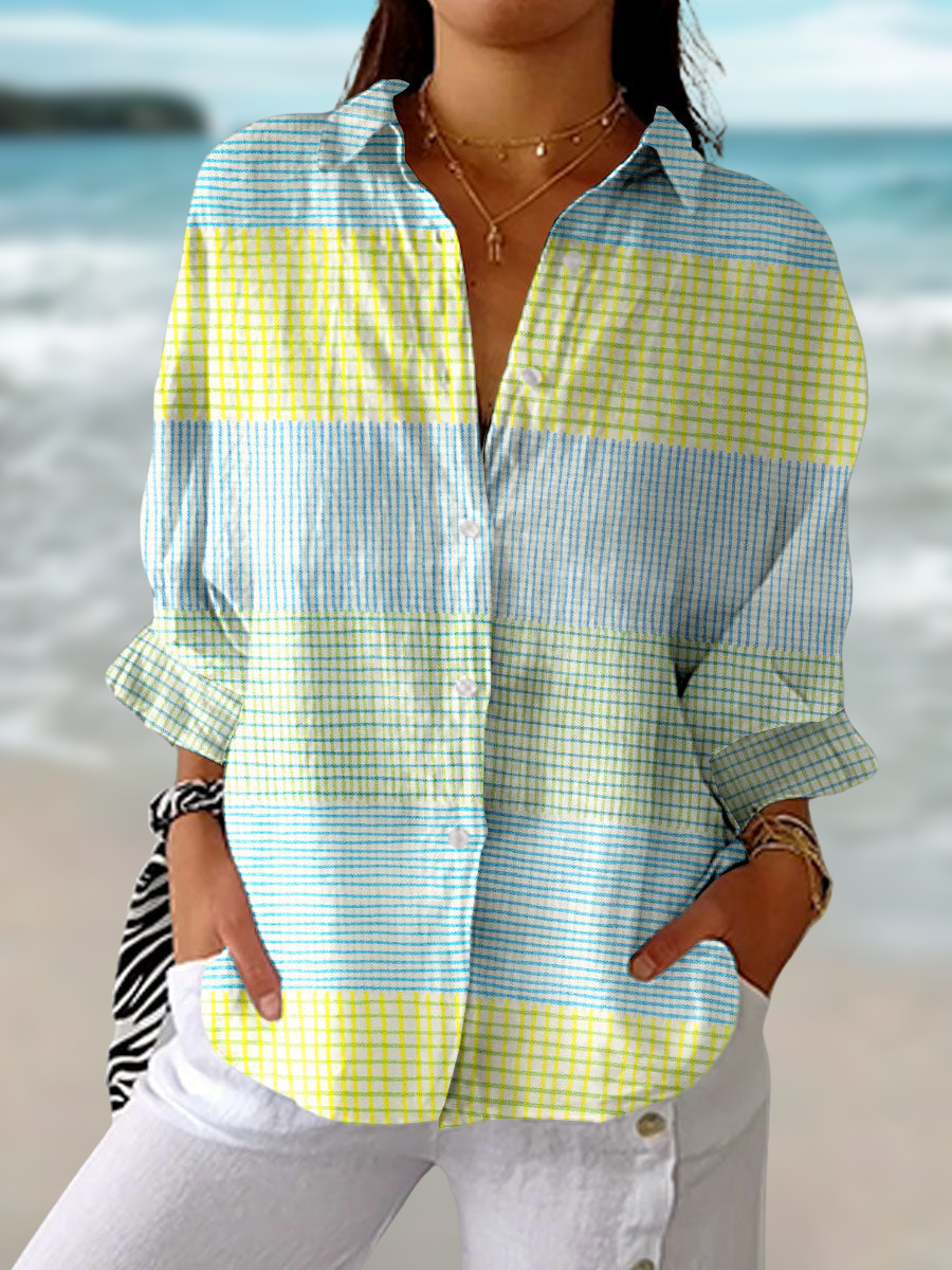 Filippa™ | Pastel Grid Blouse