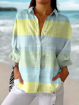 Filippa™ | Pastel Grid Blouse
