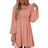 Penny | Women's Smocked Square Neck Puff Sleeve A-Line Mini Dress