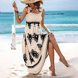 Valentina | Chic Square Neck Sleeveless Printed Beach Dress