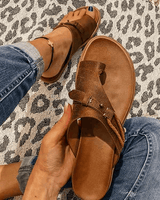 Cleo | Women's Flat Toe Loop Sandals Cushioned Footbed Summer Slides