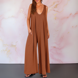 Aria | Women's Wide Leg Sleeveless Jumpsuit V-Neck