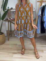 Zara | Women's Halter Neck Swing Dress Boho Print Sleeveless Summer Mini