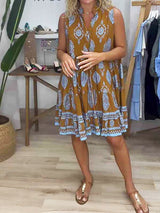 Zara | Women's Halter Neck Swing Dress Boho Print Sleeveless Summer Mini