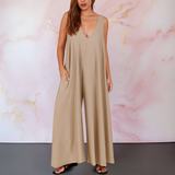 Aria | Women's Wide Leg Sleeveless Jumpsuit V-Neck