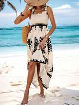 Valentina | Chic Square Neck Sleeveless Printed Beach Dress