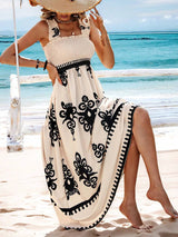 Valentina | Chic Square Neck Sleeveless Printed Beach Dress