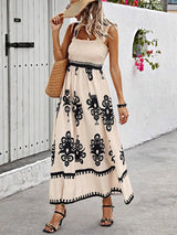 Valentina | Chic Square Neck Sleeveless Printed Beach Dress