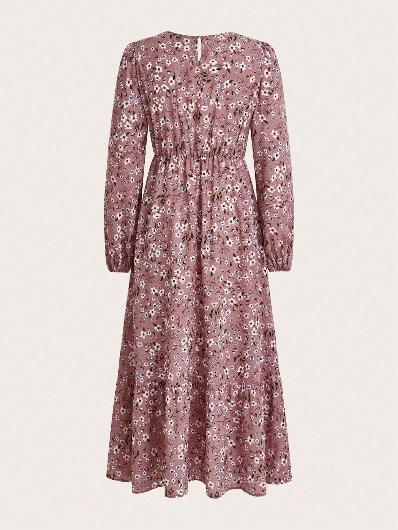 Blossom | Women's Floral Maxi Dress Long Sleeve Round Neck