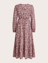 Blossom | Women's Floral Maxi Dress Long Sleeve Round Neck