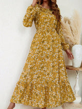 Blossom | Women's Floral Maxi Dress Long Sleeve Round Neck