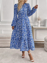 Blossom | Women's Floral Maxi Dress Long Sleeve Round Neck