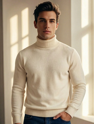 Men's Ellis Fine Knit Turtleneck Sweater - Cream