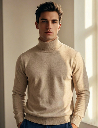 Men's Ellis Fine Knit Turtleneck Sweater - Khaki