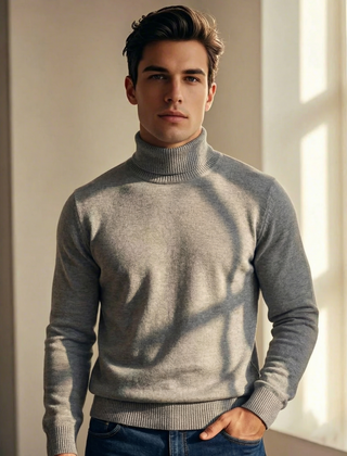 Men's Ellis Fine Knit Turtleneck Sweater - Gray