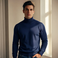 Men's Ellis Fine Knit Turtleneck Sweater - Blue