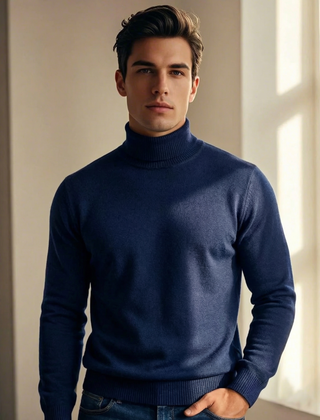 Men's Ellis Fine Knit Turtleneck Sweater - Blue
