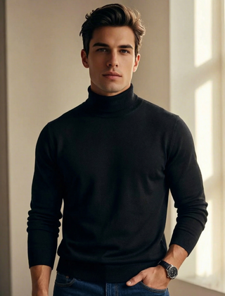 Men's Ellis Fine Knit Turtleneck Sweater - Black