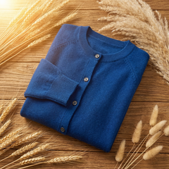 Women’s Merino Button-Front Cardigan in Blue