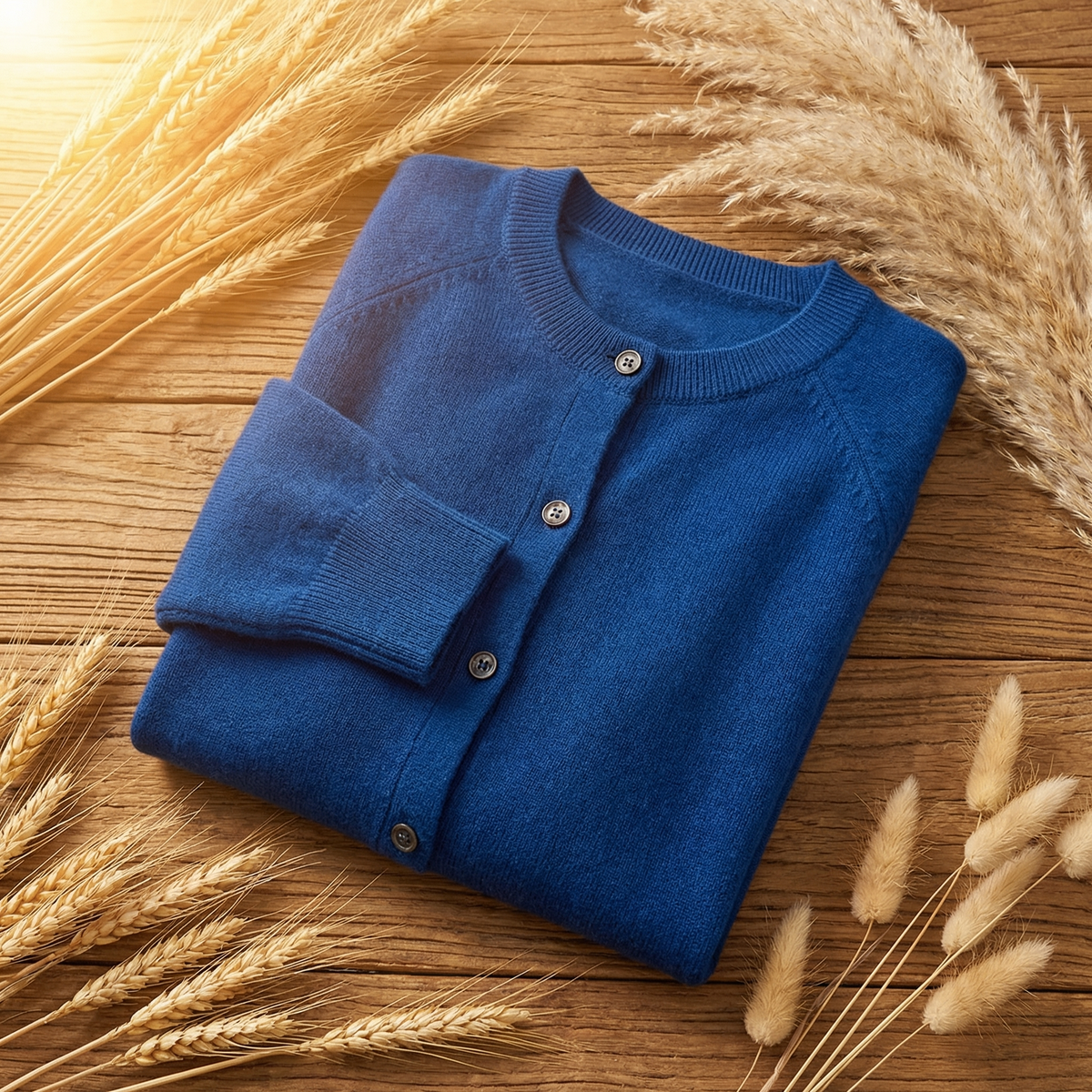 Women’s Merino Button-Front Cardigan in Blue